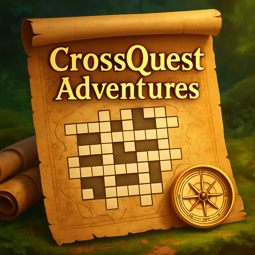 CrossQuest Adventures - Epic adventure-themed crossword puzzle game with co-op multiplayer features